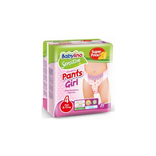Babylino sensitive pants girl 4 maxi 8-15KG pelene 20 komada Slike