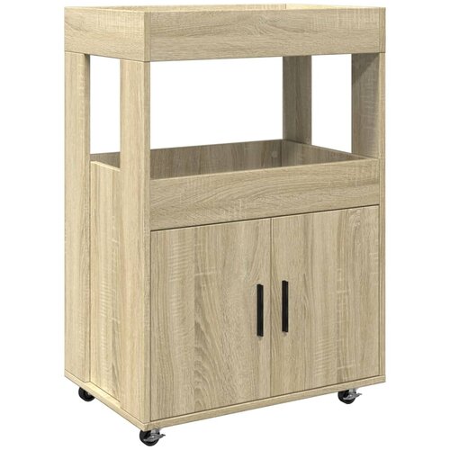  kolica boja hrasta 60x39,5x89 cm od konstruiranog drva Slike