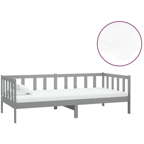 VidaXL Dnevna postelja z vzmetnico 90x200 cm siva trdna borovina, (20647231) Slike