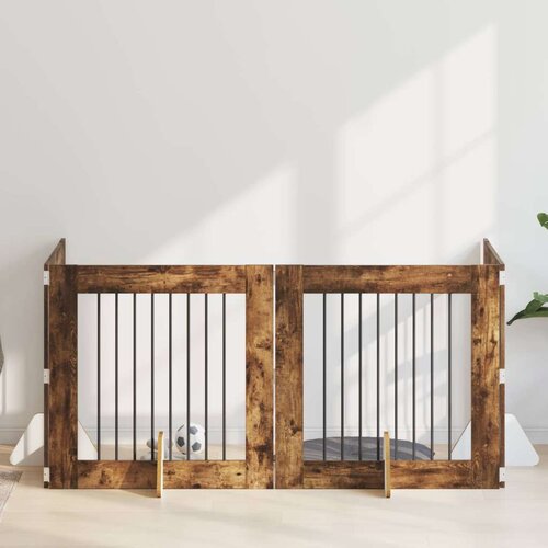  Vrata za pse z stojali 4 pcs Dimljen hrast 80 x 80 cm, (5000232684) Cene