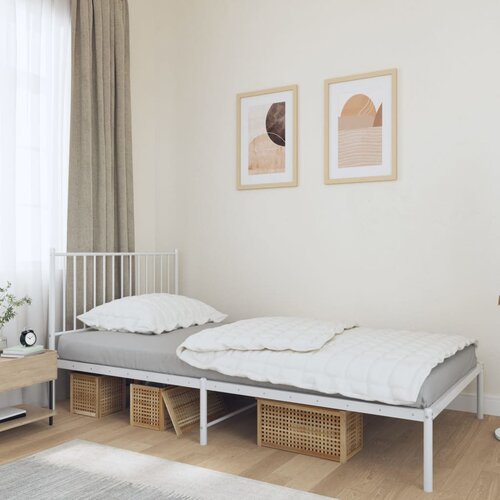 The Living Store Kovinski posteljni okvir z vzglavjem bel 100x200 cm - Posteljni Okvir, (21525251) Slike