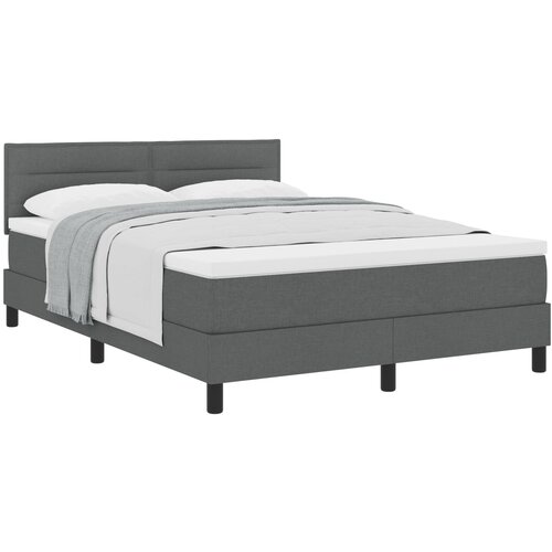 VidaXL Box Spring Krevet s Madracem Tamno Siva 140x190 cm Tkanina Slike