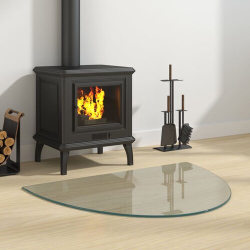 vidaXL Steklena plošča za kamin polkrožna 800x600 mm Cene