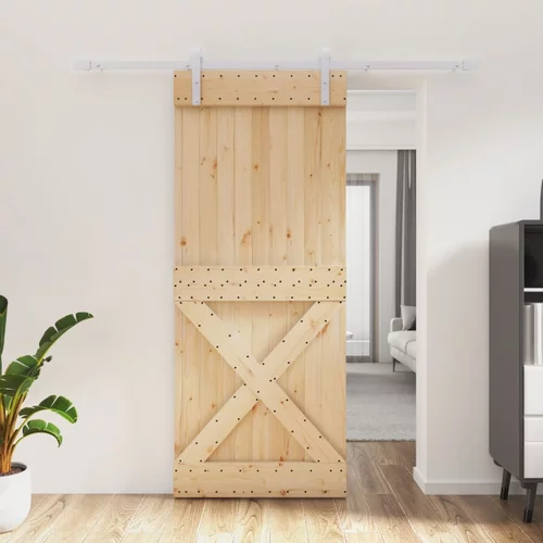  Klizna vrata s priborom za montažu 85 x 210 cm masivna borovina