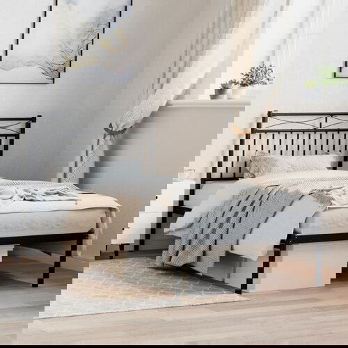 VidaXL Metalni okvir za krevet s uzglavljem crni 90x200 cm Slike