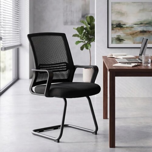  Set od 2 ergonomske uredske stolice bez kotačića crne Slike