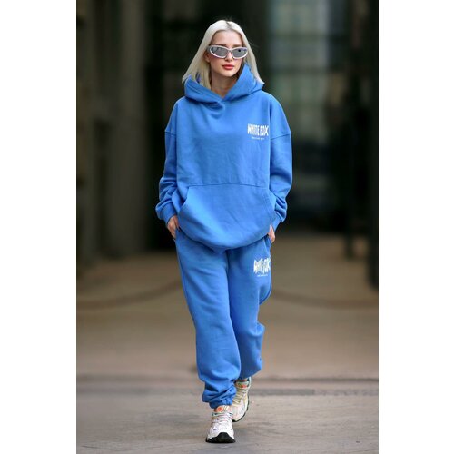 Madmext Women's Blue Hooded Tracksuit Cene