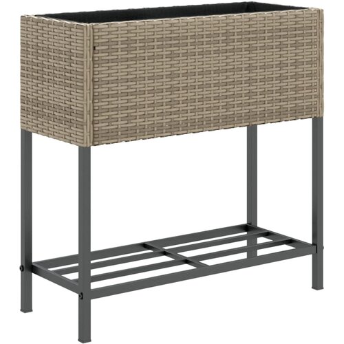  Vrtne sadilice s policom 2 kom sive 70 x 28 x 70 cm poliratan Slike