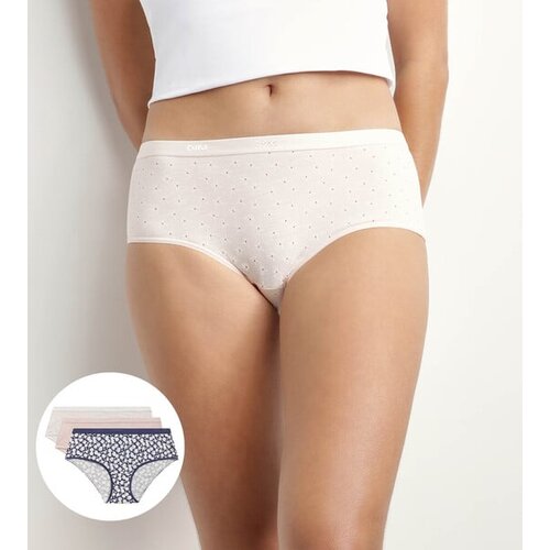 DIM LES POCKETS COTTON BOXER 3x - Women&amp;#039;s cotton panties 3 pcs - light pink - white - blue Slike