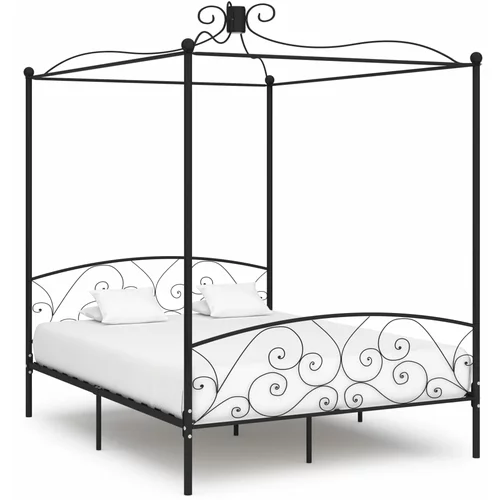  za krevet s nadstrešnicom crni metalni 180 x 200 cm