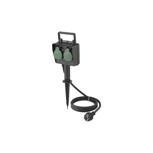 Sygonix SY-5231004 vrtna utičnica 2-struki crna, standardno zelena dječja za&amp;scaron;tita Slike