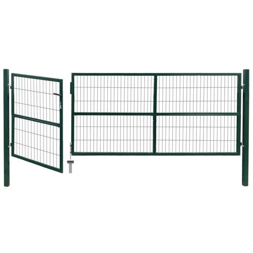  Vrata za ogradu sa stupovima 350 x 120 cm čelična zelena Cijene