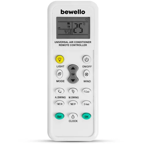 Bewello Univerzalni nadomestni daljinski upravljalnik za klimatske naprave 1000v1 2 x AAA bel