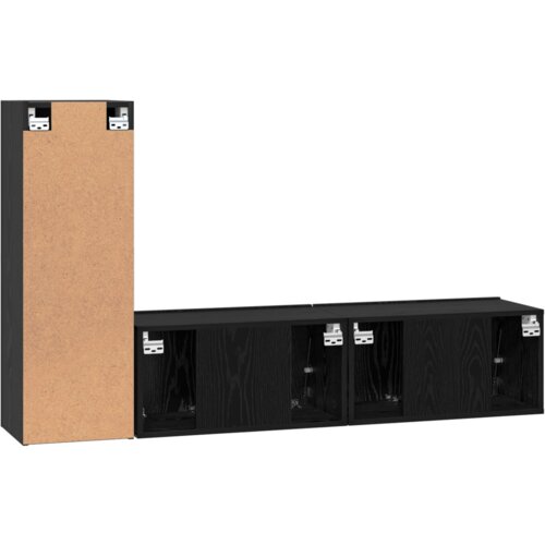 vidaXL Set TV ormarića s policom s pohranom s vratima 3 pcs Crni hrast S 30.5 x 30 x 90 cm Cene