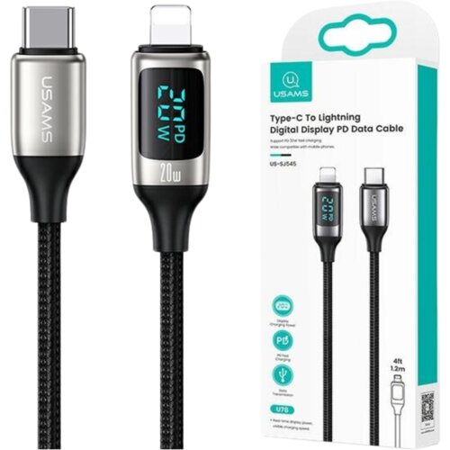 Usams USB-C TO LIGHTNING KABEL, BRIDED 1,2M 20W PD FAST CHARGE LED, (21980524) Cene