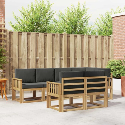  Set vanjskih sofa 7 kom. Bijela i antracit Poliester Smeđa 247 x 128,5 x 73 cm Slike