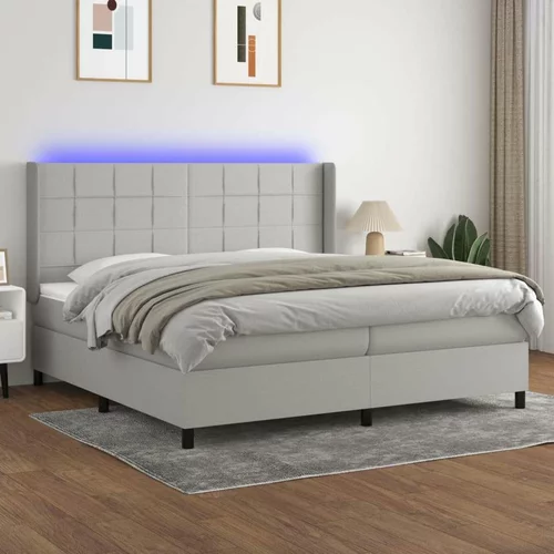  Box spring postelja z vzmetnico LED sv. siva 200x200 cm blago, (20761085)
