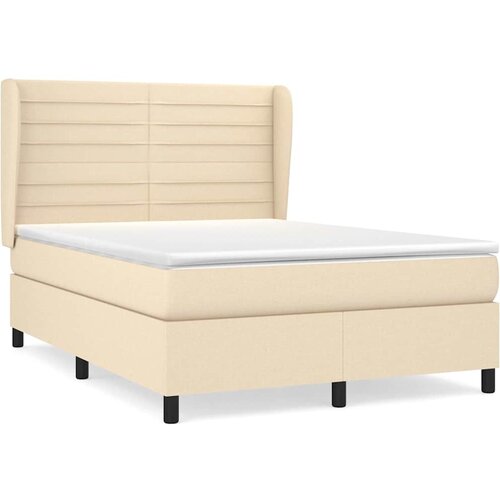  Krevet s oprugama i madracem krem 140 x 190 cm od tkanine Slike