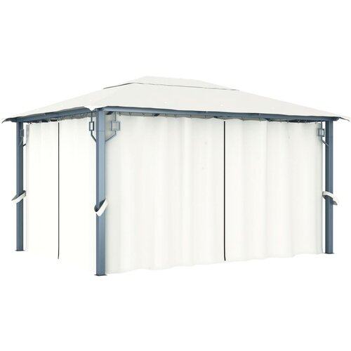  Sjenica sa zastorom 400 x 300 cm krem aluminijum Cijene