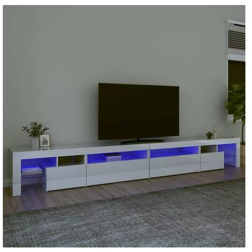  TV omarica z LED lučkami visok sijaj bela 290x36,5x40 cm