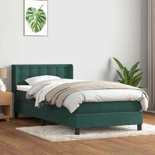 Box spring postelja z vzmetnico temno zelena 80x220 cm žamet, (21790774) Cene