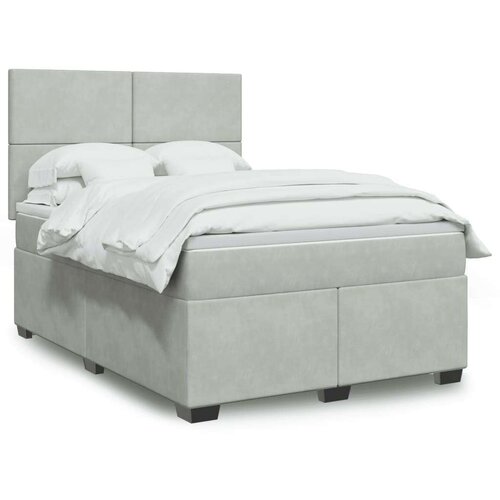  Krevet s oprugama i madracem svjetlosivi 140x190 cm bar&amp;scaron;unasti Slike