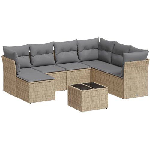  8-dijelni set vrtnih sofa od poliratana s jastucima bež Slike