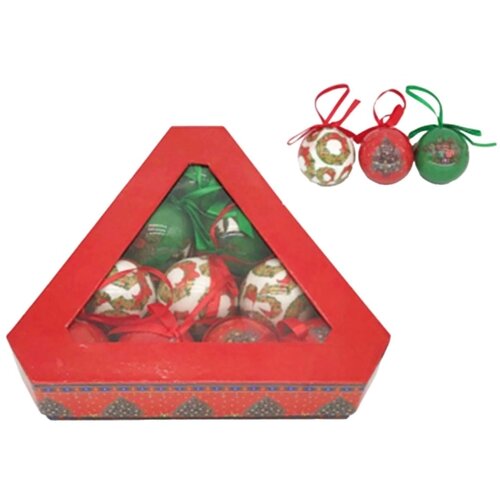  Božićne kuglice 4.5 cm, 10 kom/pak, crvene-zelene-bele 51-040000 Slike