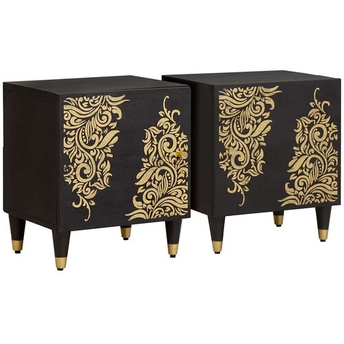 VidaXL Ormarić s vratima 2 pcs Crna 40 x 33 x 46 cm Čvrsto drvo manga Slike