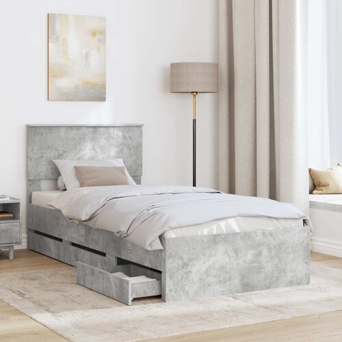  Krevetna konstrukcija s ladicama Betonski sivi 75 x 190 cm Slike