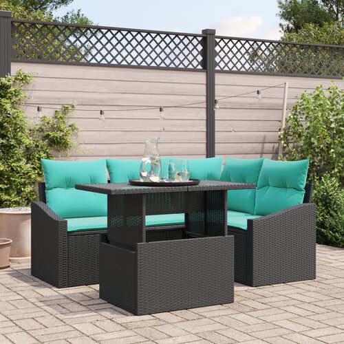 vidaXL 6 delni vrtni sofa set z blazinami črn poli ratan Cene