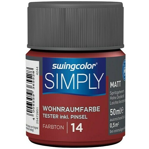 SWINGCOLOR NOTRANJA DISPERZIJSKA BARVA SIMPLY ŠT.14 (50 ml, rdeča) Cene
