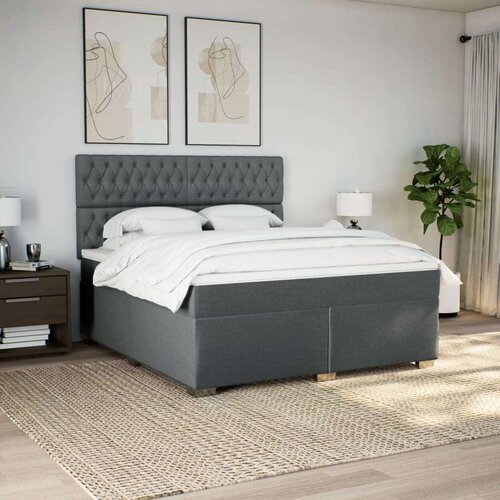 VidaXL Okvir kreveta s oprugama i madrac svjetlosivi 180x200cm tkanina Slike