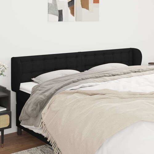  Vzglavje z u&amp;scaron;esi črno 183x23x78/88 cm blago, (20794272) Slike