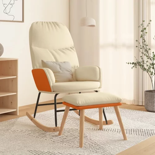 vidaXL Stolica za ljuljanje sa stolcem od tkanine krem bijela