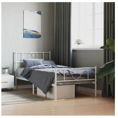 vidaXL okvir kreveta uzglavlje i podnožje bijeli 107x203 cm Cene