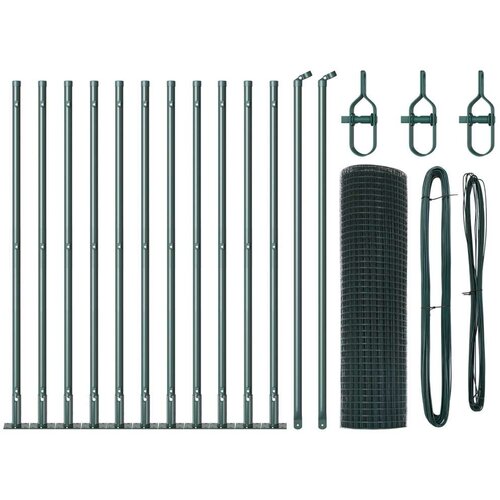  Zavarena žičana ograda s 13 stubovima Zelena 0.4x25 m Čelik Slike