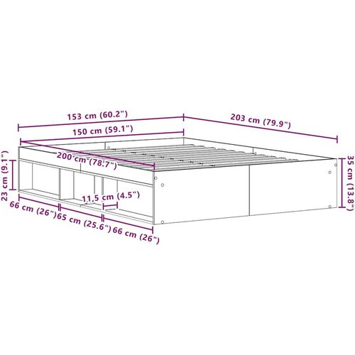  Okvir kreveta bez madraca staro drvo 150x200 cm Slike