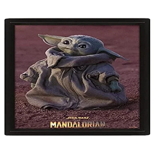 POZZI Gamesland the Mandalorian Grogu 3D lentikularni okvir - Pravi gibanje in globinski učinek - Premium Uradno licencirana dekoracija - 10 "x 8", (21299842)