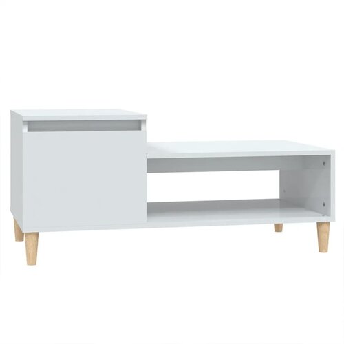Maison Chic Klubska mizica - kavna mizica - Nizka mizica visok sijaj bela 100x50x45 cm inženirski les, (21752487) Slike