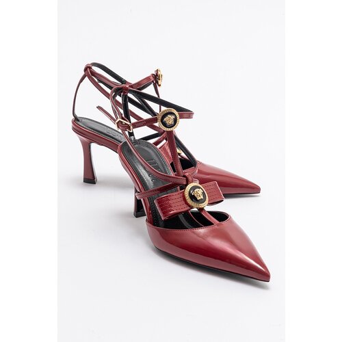 LuviShoes GRADO Burgundy Patent Leather Women's Heeled Shoes Slike
