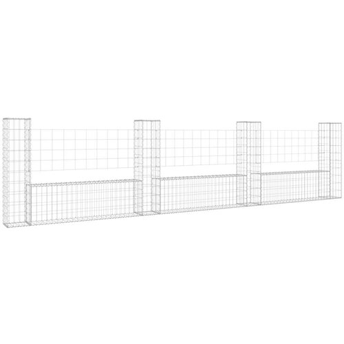  Gabionska ko&amp;scaron;ara U-oblika s 4 stupa 380 x 20 x 100 cm željezna Slike