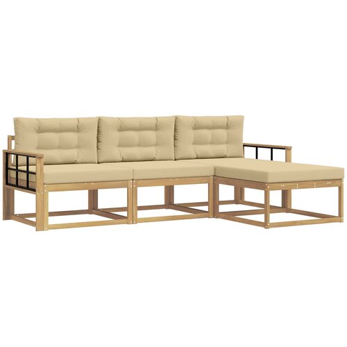 vidaXL Zunanja garnitura za sedenje 4 pcs Bela in bež Poliester, (5000281520) Cene