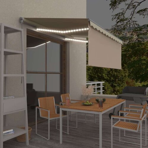  Tenda na ručno uvlačenje s roletom LED 3 5 x 2 5 m krem Slike