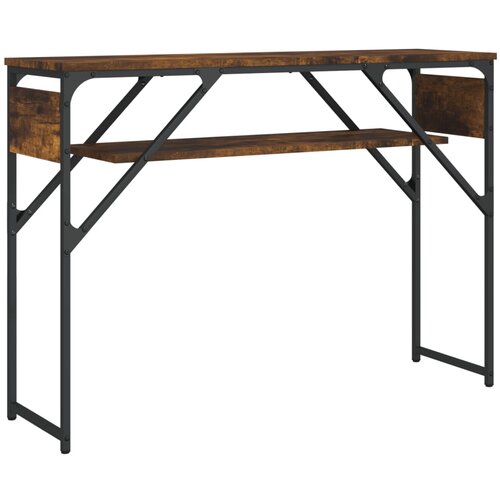 Maison Chic konzolna miza - miza ob steni s polico dimljeni hrast 105x30x75 cm inž. les, (21786489) Cene