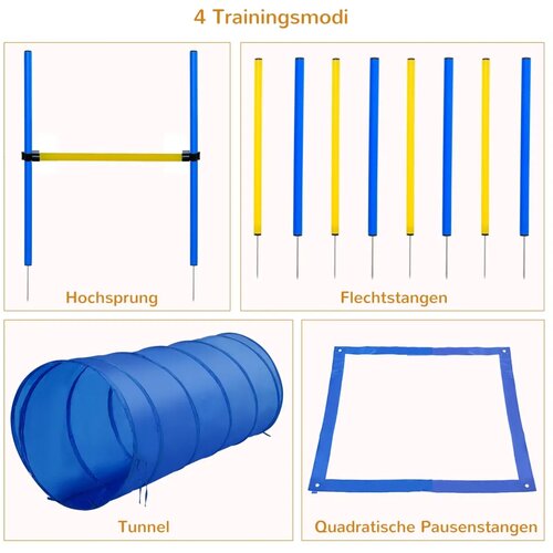  4-dijelni set agility opreme s tunelom preponama 8 slalomskih &amp;scaron;tapova i torbom Slike