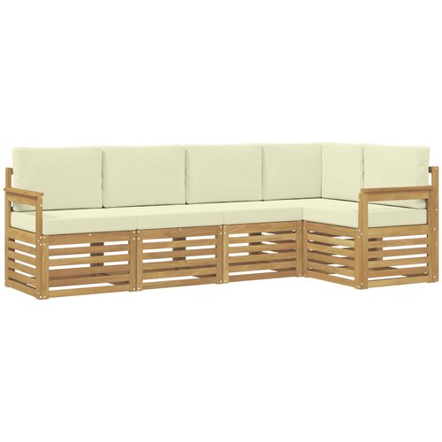  Set vanjskih sofa 5 pcs Bijela i krem 247 x 128,5 x 73 cm Slike