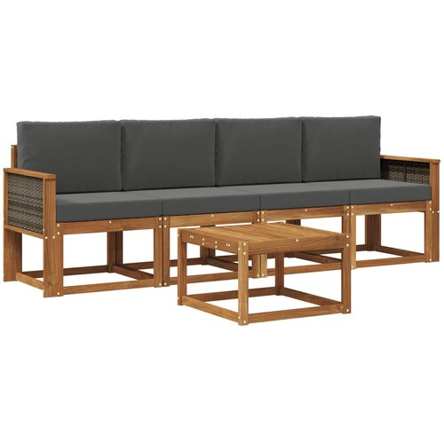  Set vanjskih sofa 4 kom. Prirodna i antracit Smeđa 59 x 59 x 37 cm Slike