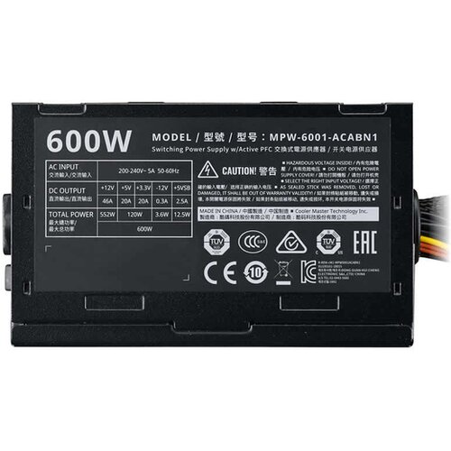 Cooler Master 600W ELITE V3 - MPW-6001-ACABN1-EU napajanje Slike