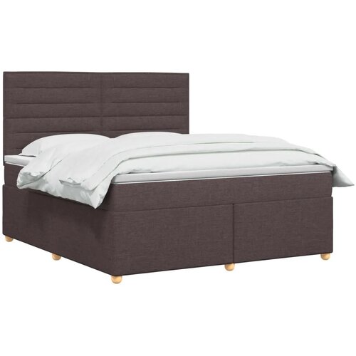  Boxspring krevet s madracem Tamno smeđa 140 x 190 cm Tkanina - Tamno smeđa 140 x 190 cm Dizajn linija Slike